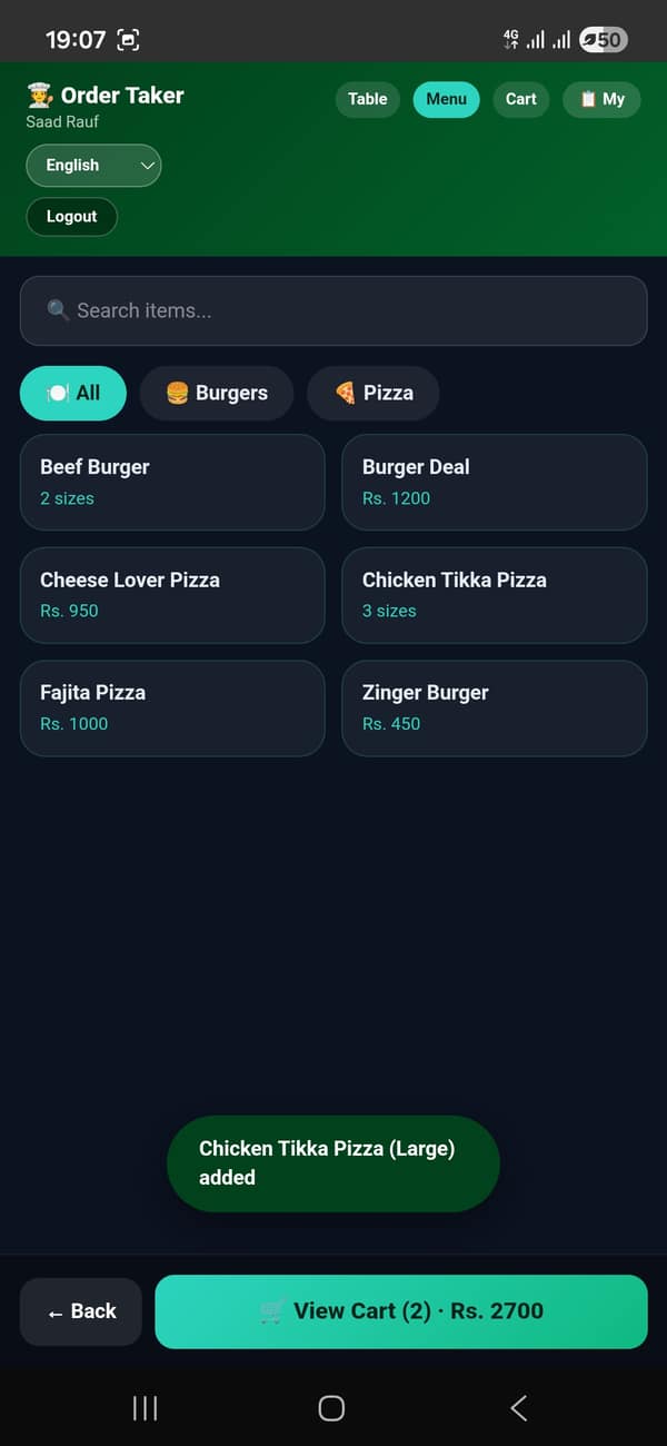 Order Taker app